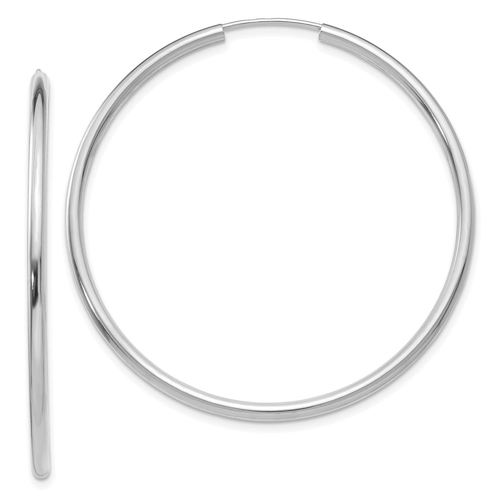 14K Weißgold Poliert Endlos 2mm Creolen