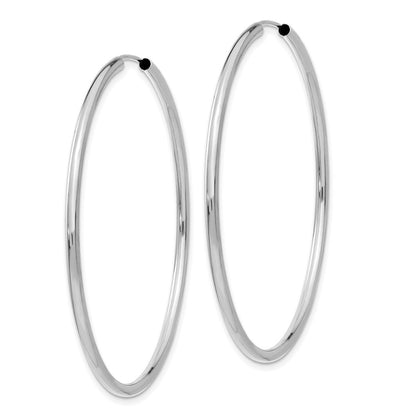 14K Weißgold Poliert Endlos 2mm Creolen
