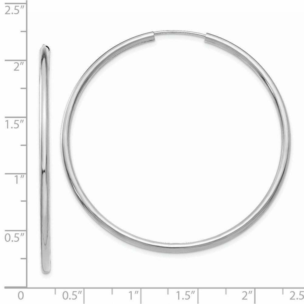 14K Weißgold Poliert Endlos 2mm Creolen