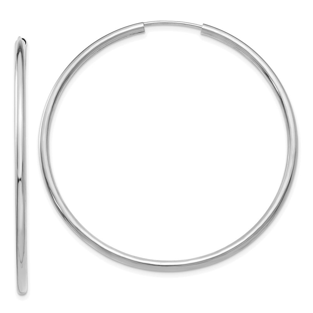 14K Weißgold Poliert Endlos 2mm Creolen