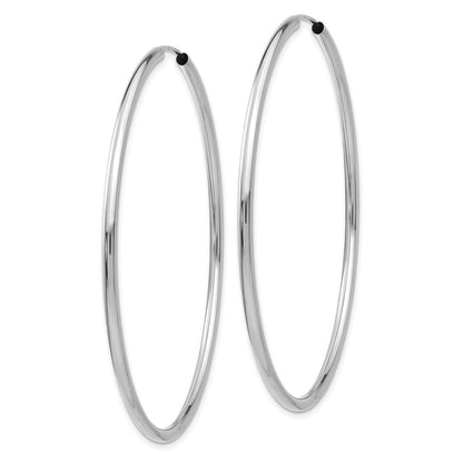 14K Weißgold Poliert Endlos 2mm Creolen