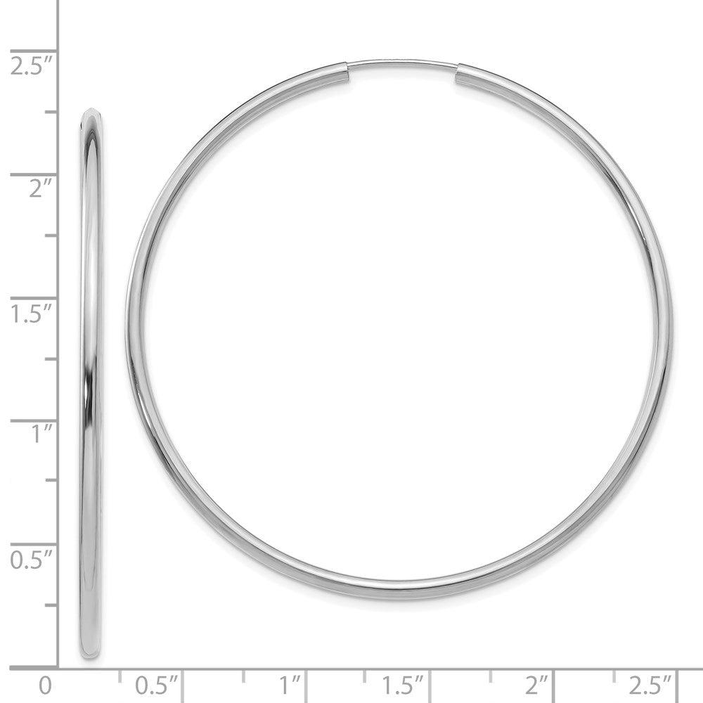 14K Weißgold Poliert Endlos 2mm Creolen