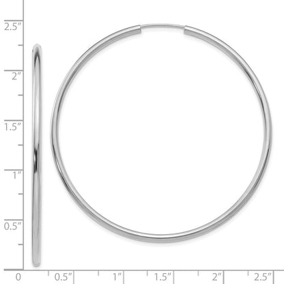 14K Weißgold Poliert Endlos 2mm Creolen