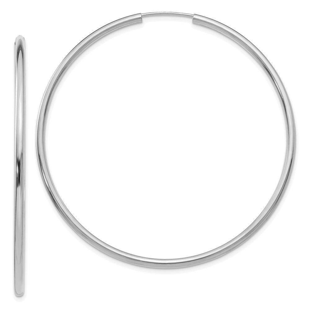 14K Weißgold Poliert Endlos 2mm Creolen