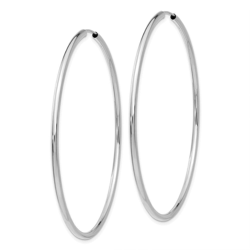 14K Weißgold Poliert Endlos 2mm Creolen