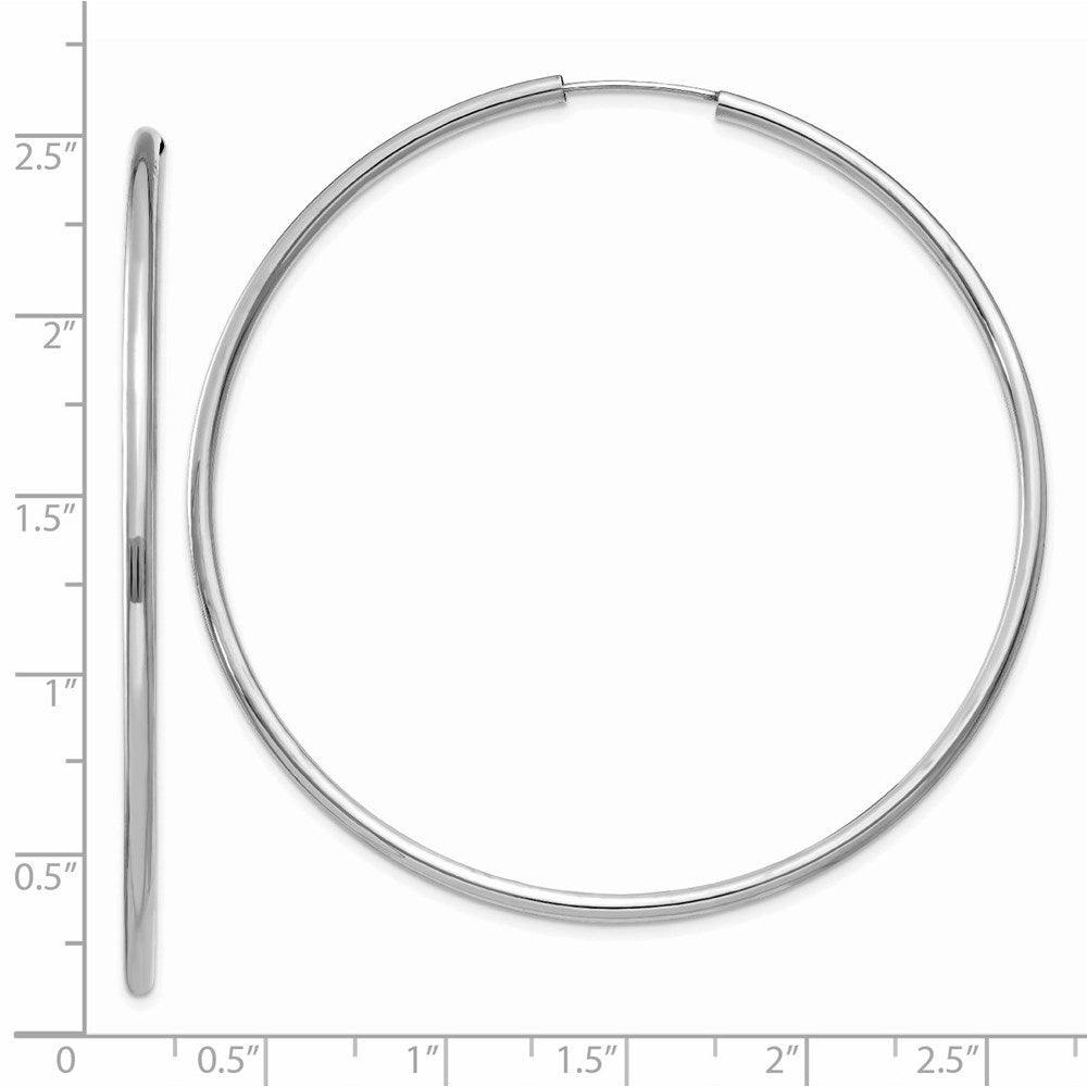14K Weißgold Poliert Endlos 2mm Creolen