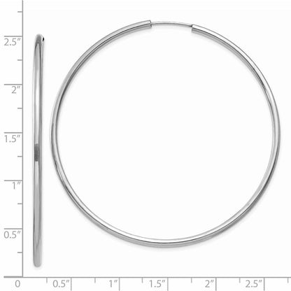 14K Weißgold Poliert Endlos 2mm Creolen