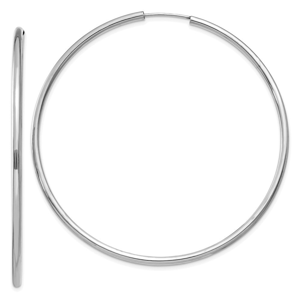 14K Weißgold Poliert Endlos 2mm Creolen