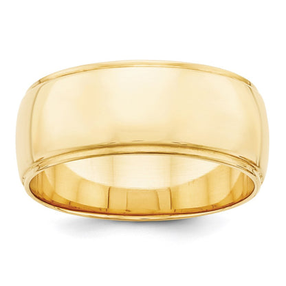 14K Gelbgold 8 mm Ehering mit halbrunder Kante