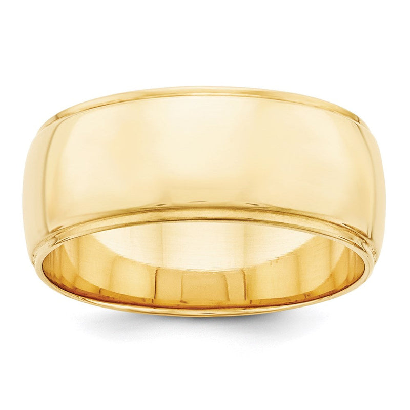 14K Gelbgold 8 mm Ehering mit halbrunder Kante