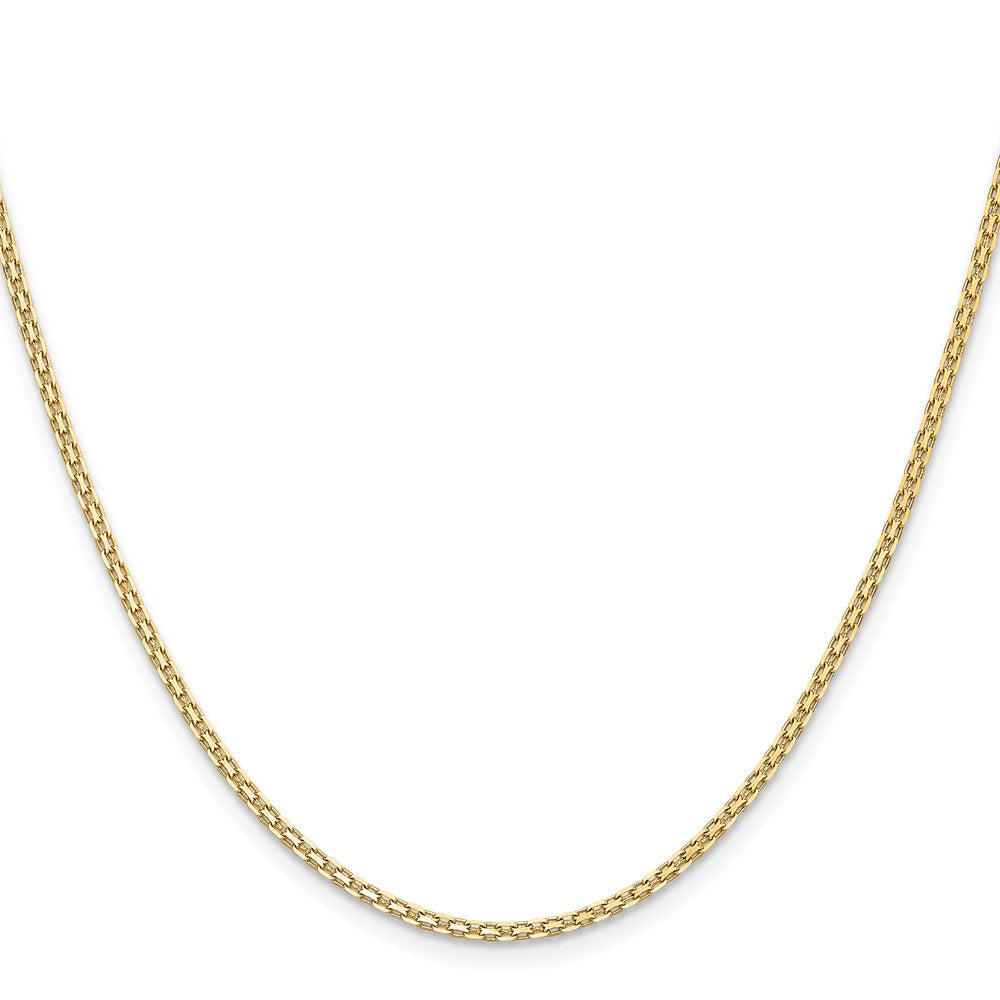 14K Gelbgold 1.8mm Leicht Flach Bismark mit Karabinerverschluss Halskette