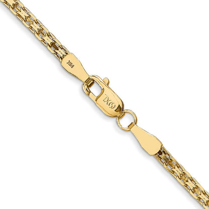14K Gelbgold 1.8mm Leicht Flach Bismark mit Karabinerverschluss Halskette