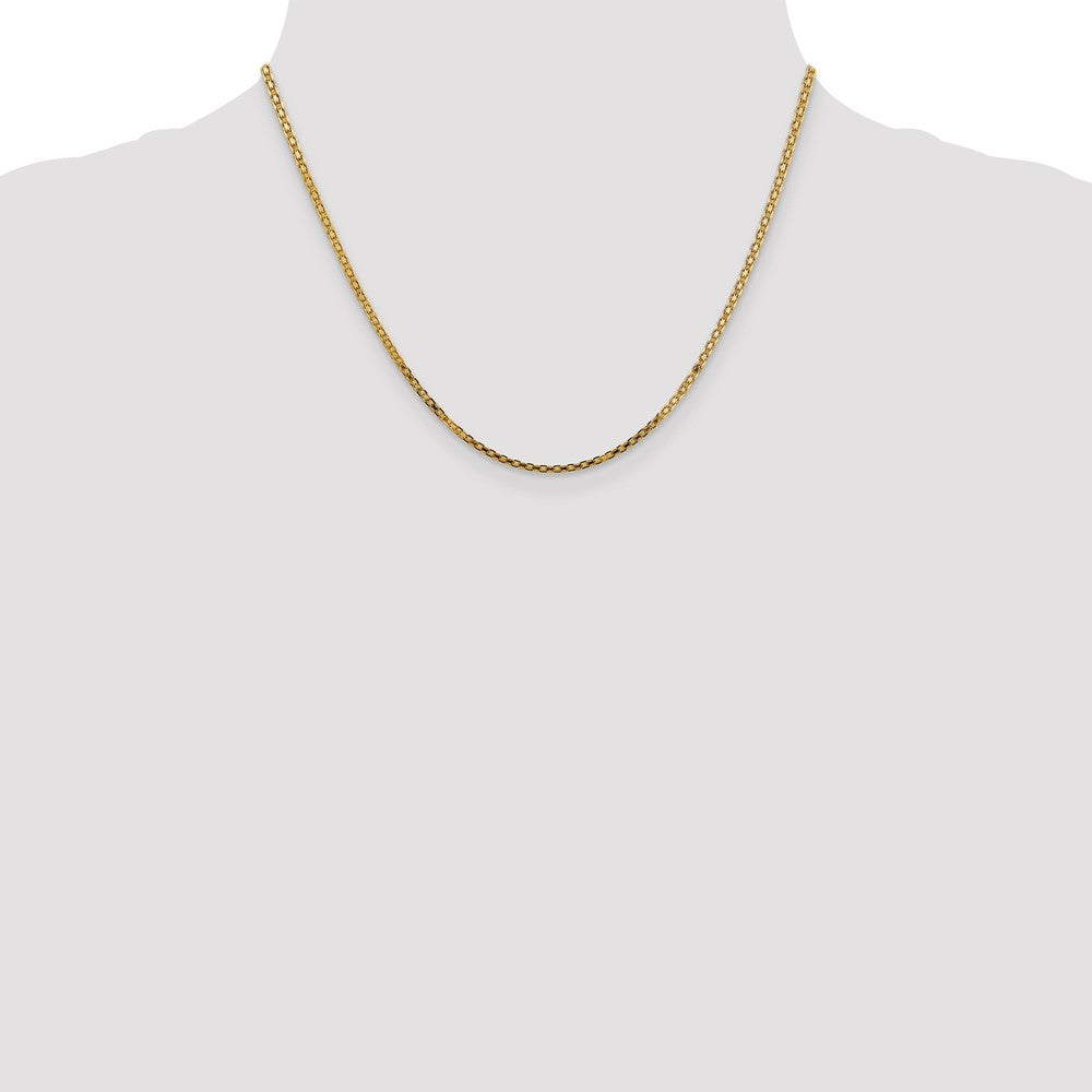 14K Gelbgold 1.8mm Leicht Flach Bismark mit Karabinerverschluss Halskette