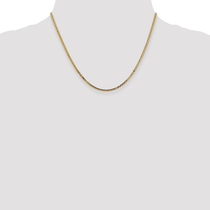 14K Gelbgold 1.8mm Leicht Flach Bismark mit Karabinerverschluss Halskette