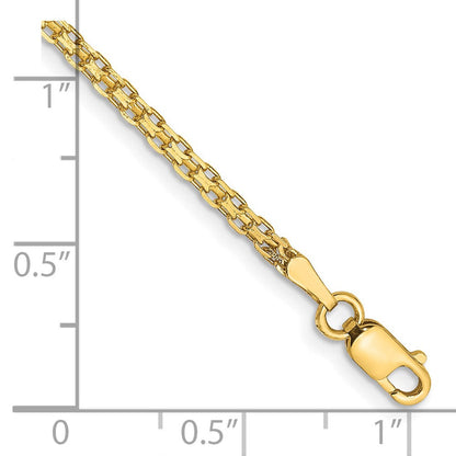 14K Gelbgold 1.8mm Leicht Flach Bismark mit Karabinerverschluss Gliederarmband