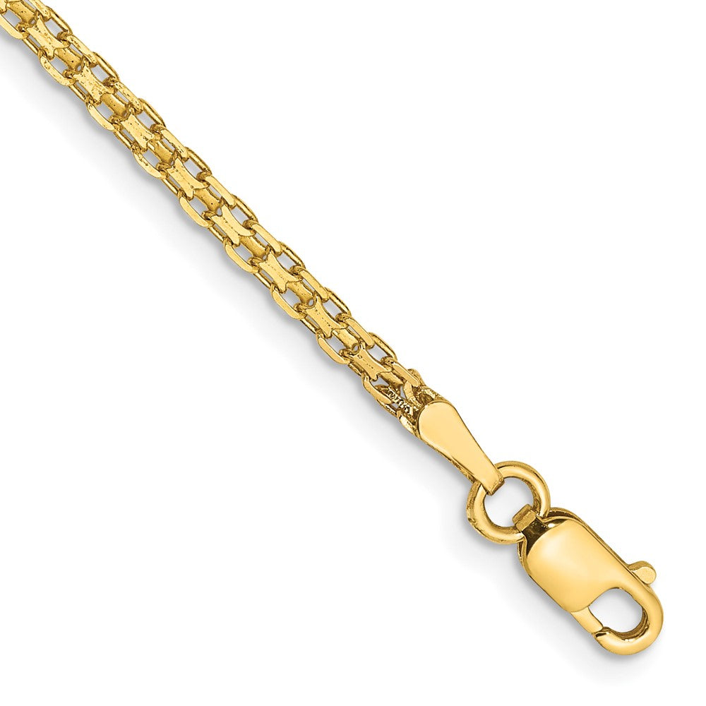 14K Gelbgold 1.8mm Leicht Flach Bismark mit Karabinerverschluss Gliederarmband