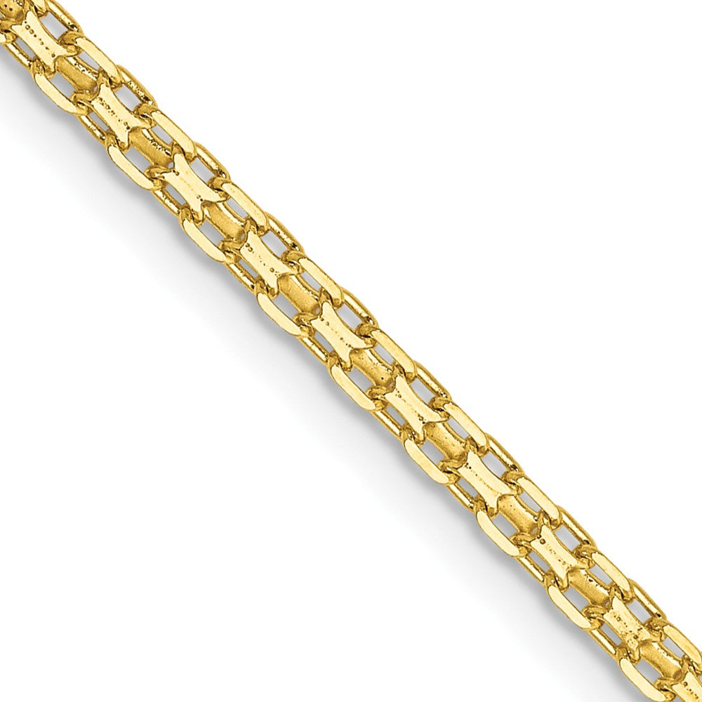 14K Gelbgold 1.8mm Leicht Flach Bismark mit Karabinerverschluss Halskette