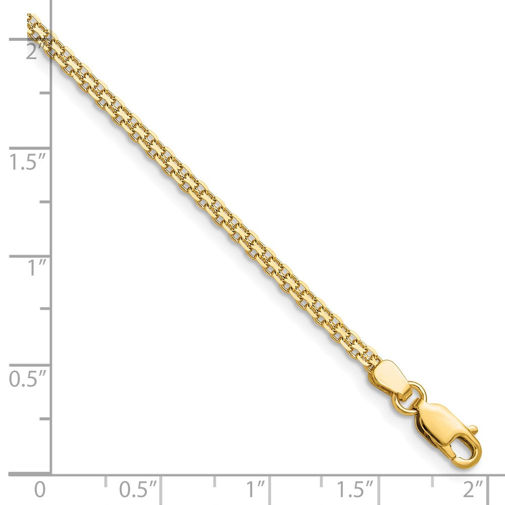 14K Gelbgold 2.2mm Leicht Flach Bismark Kette Fußkettchen