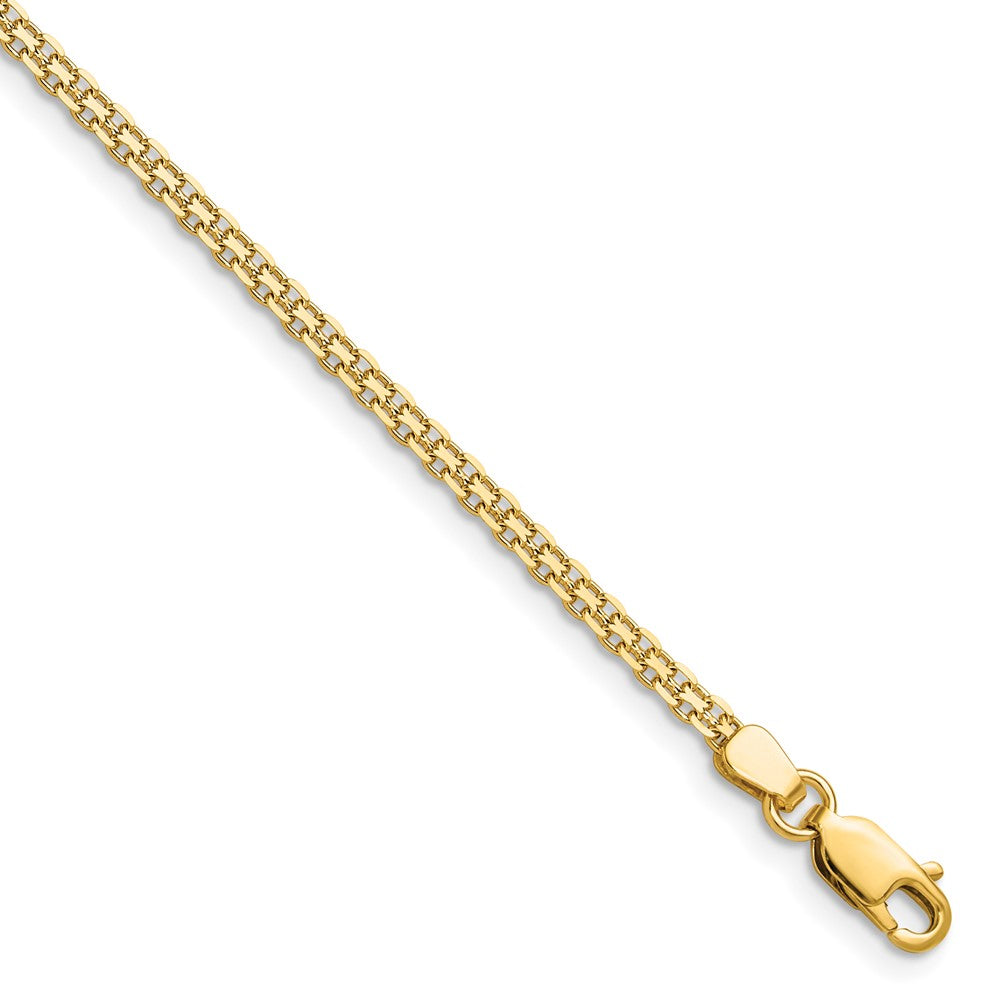 14K Gelbgold 2.2mm Leicht Flach Bismark Kette Fußkettchen