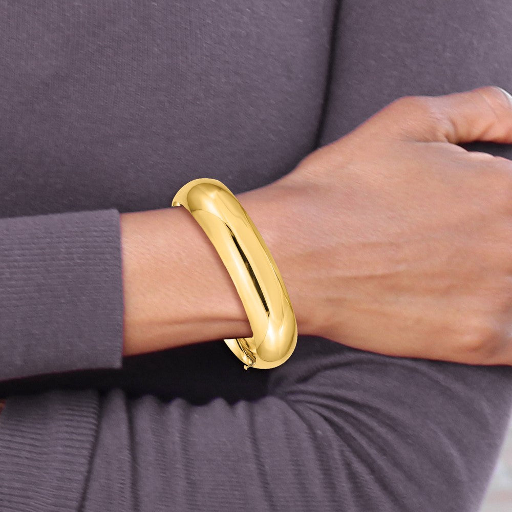 14K Gelbgold 11/16 Oversize Hoch Poliert 17.00mm Klappbar Oval Armreif Armband