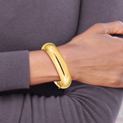 14K Gelbgold 11/16 Oversize Hoch Poliert 17.00mm Klappbar Oval Armreif Armband
