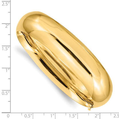 14K Gelbgold 11/16 Oversize Hoch Poliert 17.00mm Klappbar Oval Armreif Armband