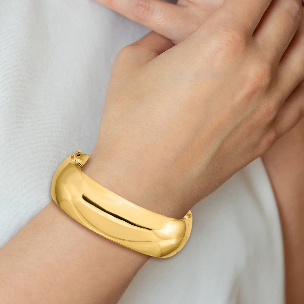 14K Gelbgold 13/16 Hoch Poliert 20.00mm Klappbar Oval Armreif Armband