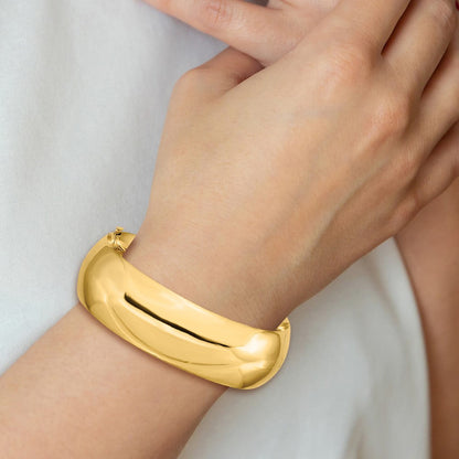14K Gelbgold 13/16 Hoch Poliert 20.00mm Klappbar Oval Armreif Armband