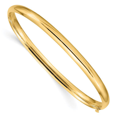 14K Gelbgold 3/16 Oversize Hoch Poliert 5.00mm Klappbar Oval Armreif Armband