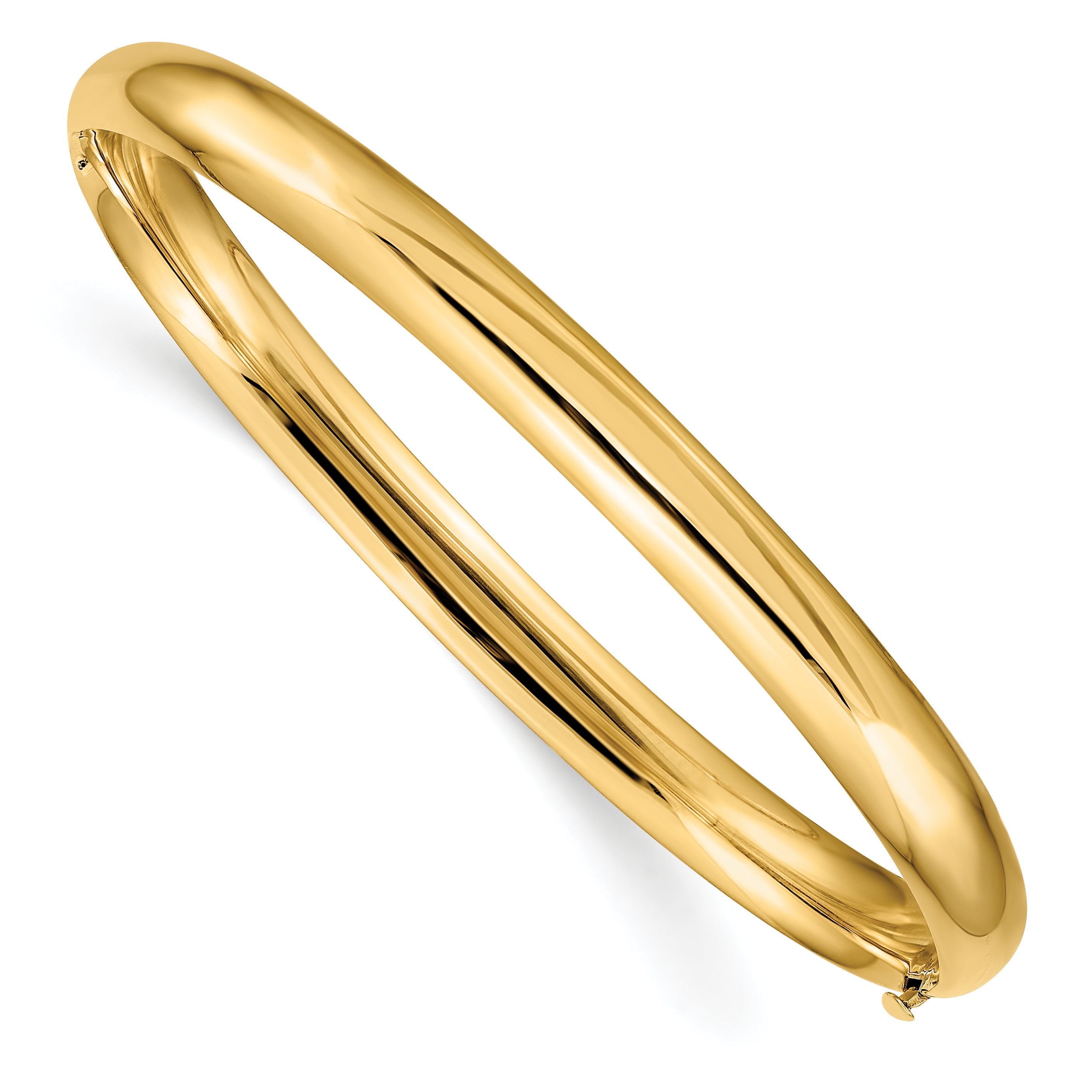 14K Gelbgold 4/16 Oversize Hoch Poliert 6.00mm Klappbar Oval Armreif Armband