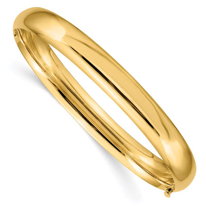 14K Gelbgold 5/16 Oversize Hoch Poliert 6.00mm Klappbar Oval Armreif Armband