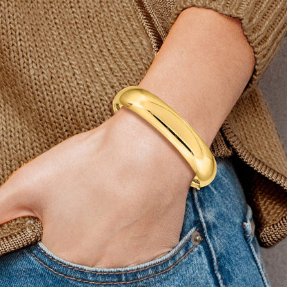 14K Gelbgold 9/16 Oversize Hoch Poliert 14.5mm Klappbar Oval Armreif Armband