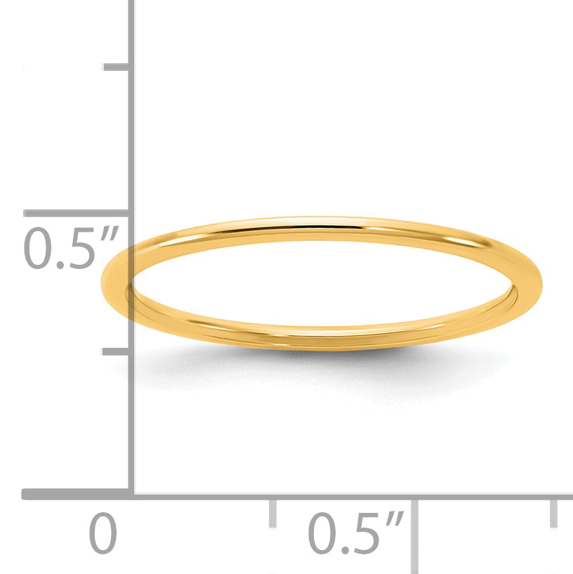 14K Gelbgold Halbrund-Ring, 1 mm
