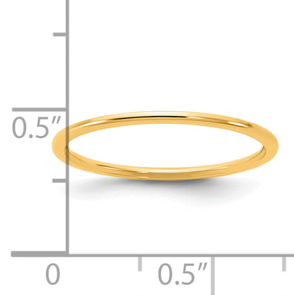 14K Gelbgold Halbrund-Ring, 1 mm