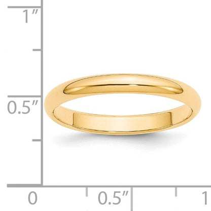 14k Gelbgold Ehering, 3 mm, halbrund