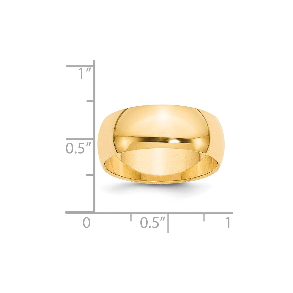 14K Gelbgold 8 mm halbrunder Ehering