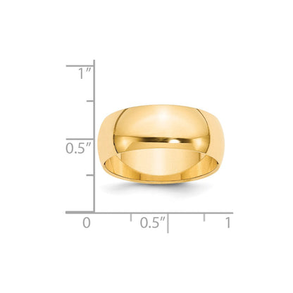 14K Gelbgold 8 mm halbrunder Ehering