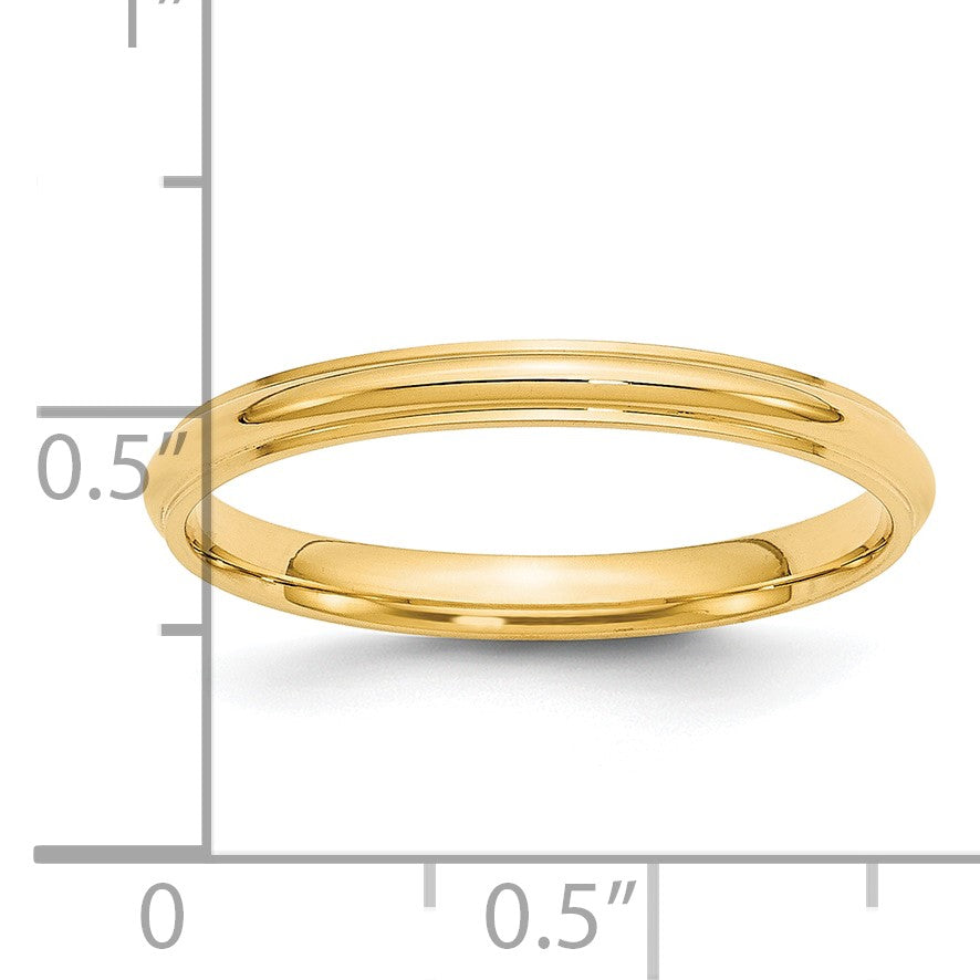 14K Gelbgold 2,5 mm halbrund mit Kante Ehering