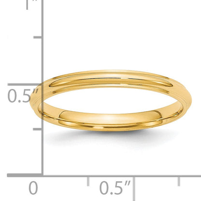 14K Gelbgold 2,5 mm halbrund mit Kante Ehering