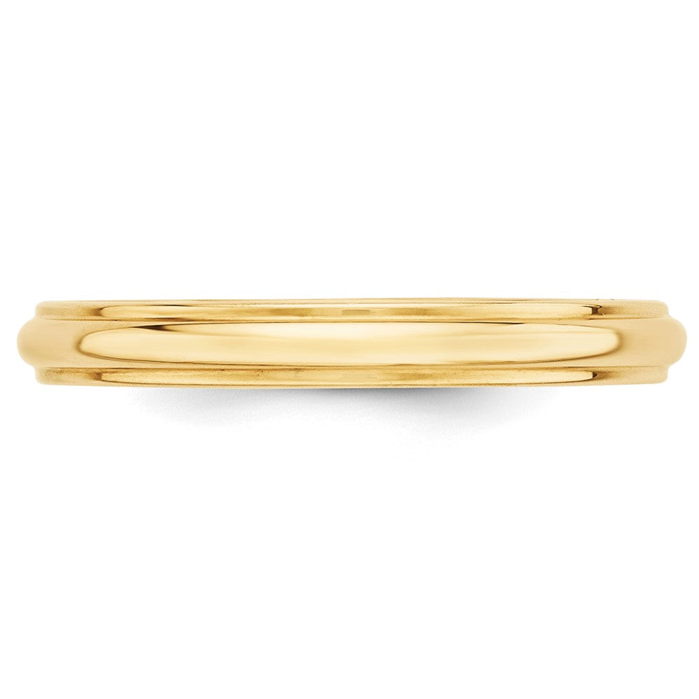 14K Gelbgold Ehering, 3 mm, halbrund mit Kante