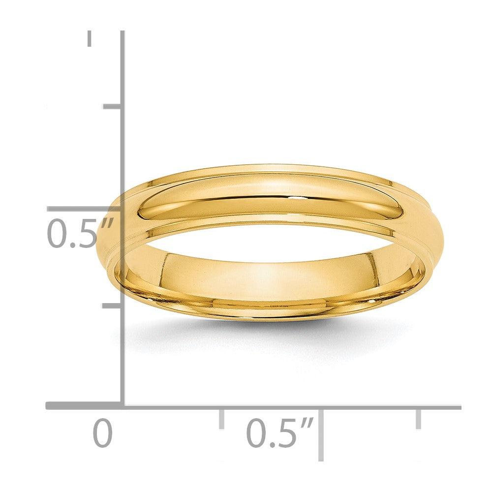14K Gelbgold 4 mm Ehering, halbrund mit abgeschrägter Kante