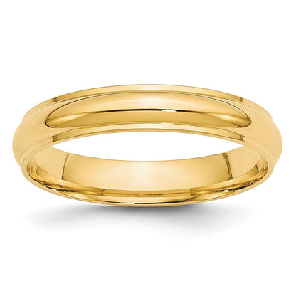 14K Gelbgold 4 mm Ehering, halbrund mit abgeschrägter Kante