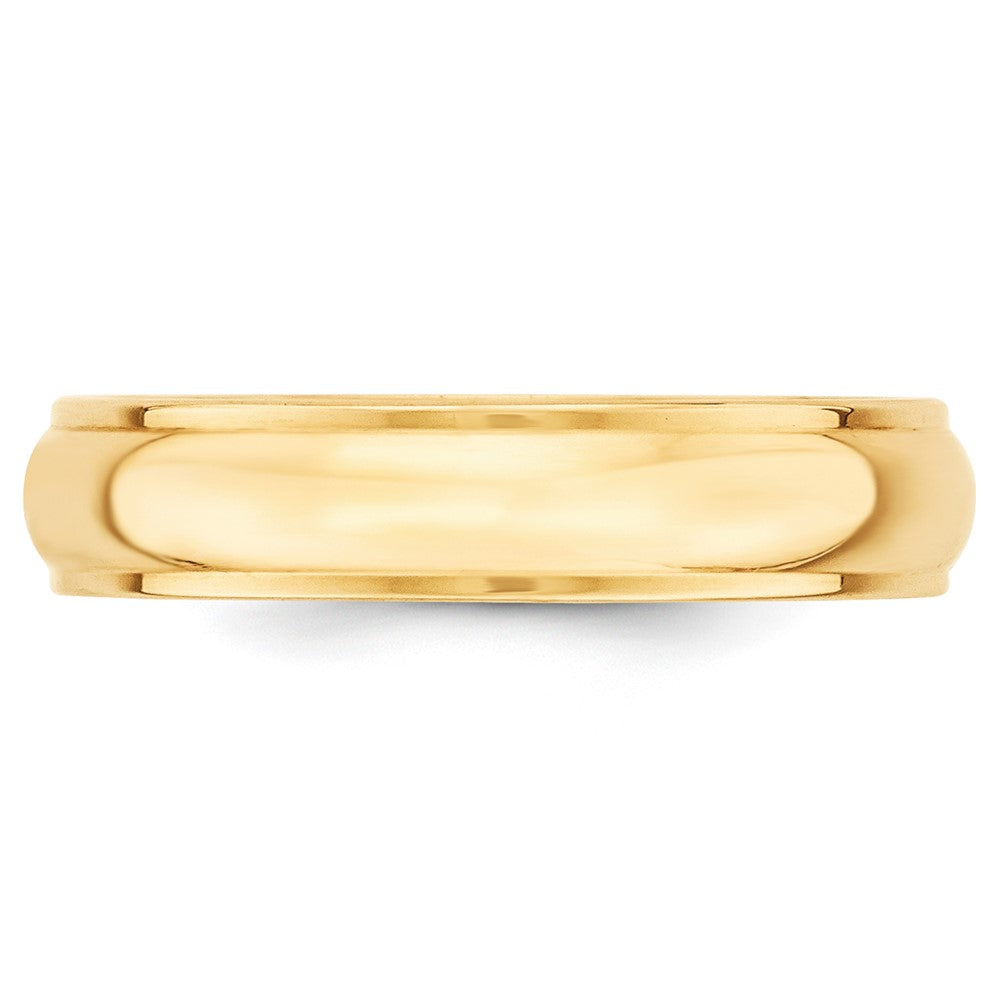 14K Gelbgold 5 mm halbrunder Ehering mit Kante