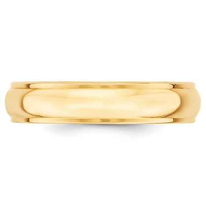 14K Gelbgold 5 mm halbrunder Ehering mit Kante