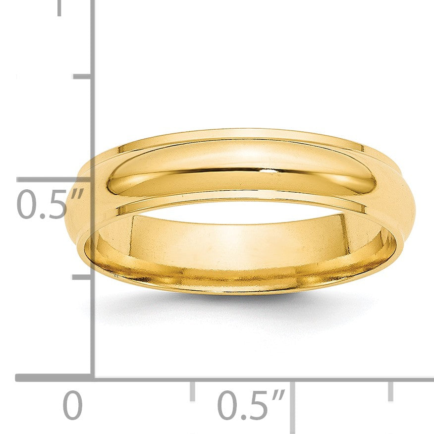 14K Gelbgold 5 mm halbrunder Ehering mit Kante
