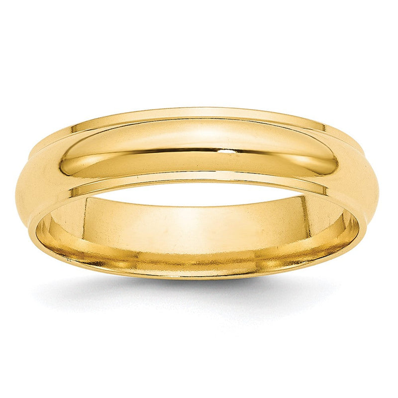 14K Gelbgold 5 mm halbrunder Ehering mit Kante