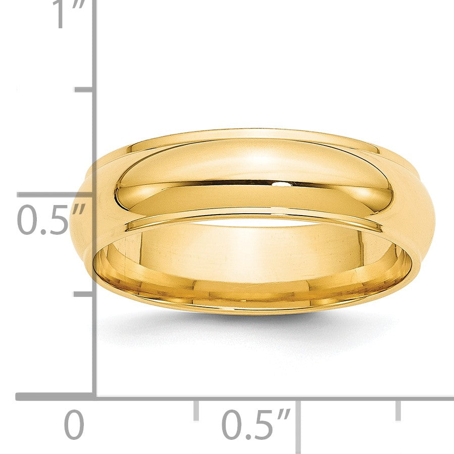 Ehering aus 14K Gelbgold, 6 mm, halbrund mit Kante