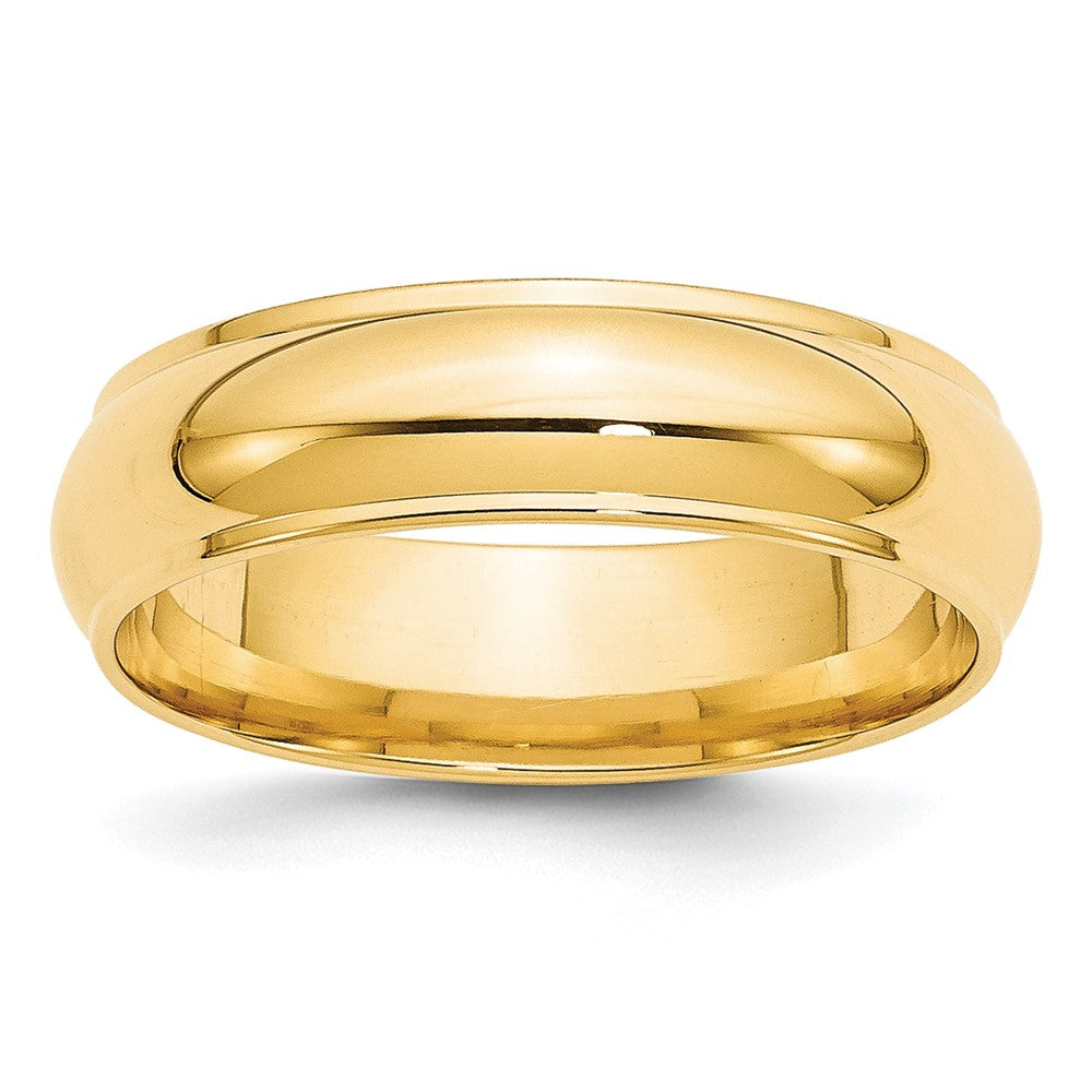 Ehering aus 14K Gelbgold, 6 mm, halbrund mit Kante
