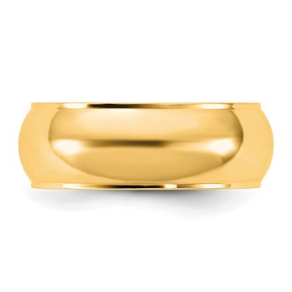 10K Gelbgold 10Ky 7mm Halbrund-Ring mit Kante, Größe 9,5
