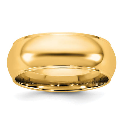 10K Gelbgold 10Ky 7mm Halbrund-Ehering mit Kante, Größe 8,5